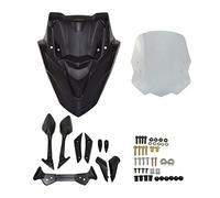 Windscreen Windshield Glass W/Front Mask Panel Rear View Mirror Compatible with Yamaha N-Max 125 155 NMAX125 NMAX155 2021 2022(Smoke Gray)