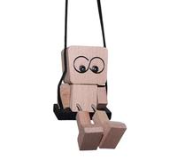 Windshield Charm - Plywood Joint Quivering Sculpture for Suspending | Natural Beech with Cotton Strings & Animated Puppet Trinkets, Jiggling Carved Miniature Figures for Lorries Coaches Estates