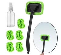 Windshield Cleaner Tool, Car Window Cleaning Mop, 180° Rotating Glass Washer, Microfiber Squeegee with 5 Reusable Pads, Ideal for Interior & Exterior Auto Detailing