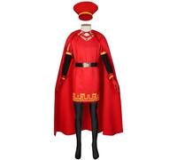 Windskids Déguisement Farquaad Homme Cosplay Farquaad Roi Uniforme avec Cape Chapeau Gants Set 5 Pièces pour Halloween Carnaval Fête Mascarade Performances Costume, Rouge