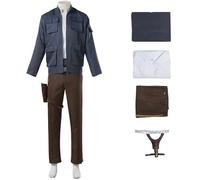Windskids Déguisement Han Solo Homme Cosplay Planète Guerre Han Solo Uniforme Veste Top Pantalon Sac Set pour Fancy Dress Up Halloween Carnaval Fête Mascarade Théâtre Performance Costume