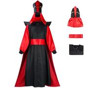 Windskids Déguisement Jafar Homme Cosplay Contes de Fée Jafar Complete Uniform avec Chapeau Set 3 Pièces pour Halloween Carnaval Fête Mascarade Performances Costume