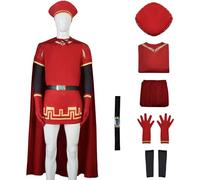 Windskids Déguisement Maximus avec Cape Chapeau Homme Cosplay Maximus Farquaad Roi Uniforme Haut Ceinture Manches Gants Set pour Fancy Dress Up Halloween Carnaval Fête Mascarade Performance Costume
