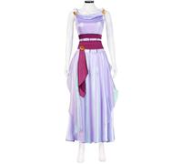 Windskids Déguisement Megara Femme Cosplay Hercules Princesse Megara Pourpre Maxi Robe de Soirée avec Accessoires Set 3 Pièces pour Halloween Carnaval Fête Mascarade Performances Costume