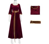 Windskids Déguisement Mother Gothel Femme Cosplay Raiponce Sorcière Mother Gothel Médiéval Vintage Velour Maxi Robe avec Ceinture Set pour Halloween Carnaval Fête Mascarade Performances Costume