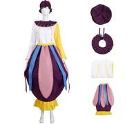Windskids Déguisement Mrs. Potts Femme Cosplay La Belle et la Bête Mrs. Potts Théière Majordome Set Top Jupe Chapeau Collier pour Fancy Dress Up Halloween Carnaval Fête Mascarade Performances Costume