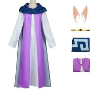 Windskids Déguisement Princesse Zelda avec Elfe Oreilles Femme Cosplay Game Princesse Zelda Uniforme Robe et Cape Coiffure Set pour Halloween Carnaval Fête Mascarade Anime Performances Costume