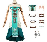 Windskids Déguisement Princesse Zelda avec Oreilles Femme Cosplay Game Princesse Zelda Complet Uniforme Bustier Robe et Accessoires pour Halloween Carnaval Fête Mascarade Anime Performances Costume