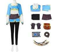 Windskids Femme Déguisement Zelda Complet Game Combat Uniforme avec Accessoires Set pour Fancy Dress Up Halloween Carnaval Fête Anniversaire Mascarade Performance Princesse Zelda Costume