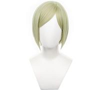 Windskids Nanami Kento Cosplay Perruques Homme Mixte Vert Jaune Cheveux Courts Frange Oblique Perruques Déguisement Jujutsu Kaisen Nanami Kento Halloween Carnaval Fête Mascarade Anime Wig