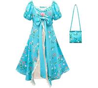 Windskids Princesse Giselle Déguisement et Sac Fille Cosplay Enchanted Giselle Ballet Robe de Princesse Costume pour Enfant Noël Carnaval Halloween Fête Anniversaire Fleurs Robe de Soirée Âge 3-10 ans