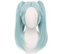 Windskids Rebecca Cosplay Perruques Femme 50 CM Vert Menthe Amovible Queue de Cheval Double Pony Perruques Déguisement Cyberpunk Rebecca Halloween Carnaval Fête Mascarade Anime Wig