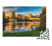 Windsor Castle Puzzles 1000 Pièces Matériau Recyclable River Thames Swan Puzzle pour Adults idée de Cadeau Parfaite Fun Family Gaming Time Activity 70x50cm/1000 pièces