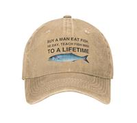 Windsoul Été Acheter Un Homme Manger du Poisson Il Jour Enseigner Poisson Homme À Une Vie Casquette De Baseball Soleil Femmes Hommes Mode Plein Air Gym Casquettes de Baseball Cool