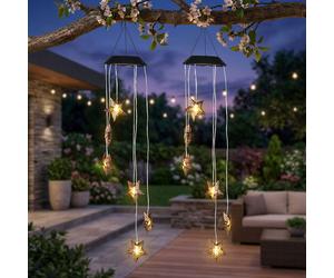 Windspiel Solarlampe LED Hängeleuchte Étoiles, Déco Jardin IP44, 70 cm, 2er Set
