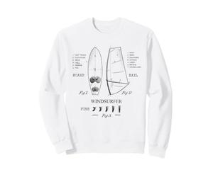 Windsurfer Vintage Gear Legend Board Voile Fin Dessin Noir Sweatshirt