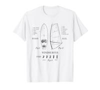 Windsurfer Vintage Gear Legend Board Voile Fin Dessin Noir T-Shirt Graphique avec Valeur