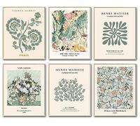 WINDVALE Impressions d'art mural maître vert sauge, affiches d'exposition abstraites, impressions d'art vintage bohèmes, décoration rétro pour chambre à coucher esthétique, vert sauge, 20,3 x 25,4 cm