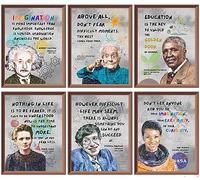 WINDVALE Lot de 6 affiches de scientifiques célèbres avec citation de motivation - Art mural scientifique pour salle de ollège et lycée (21,6 x 27,9 cm)