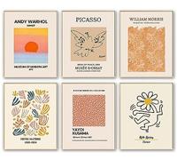 WINDVALE Lot de 6 décorations murales abstraites de style rétro pour chambre à coucher, décoration murale vintage, affiches d'œuvres d'art bohème pour salon, décoration d'intérieur