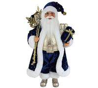 Windy Hill Collection Figurine de Père Noël Debout Bleu et doré 40,6 cm