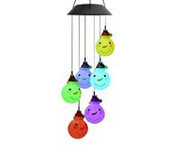 windyday Carillons éoliens solaires Bonhomme de Neige, Carillon éolien Solaire à Changement de Couleur Bonhomme de Neige Carillon éolien Solaire décoratif pour Patio