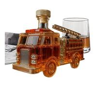Wine Bottle - 300ml Fire Truck Shaped Bar Container - 4.33x5.12x2.76 Inches Glass Whisky Decanter - For Cocktail Home Bar Wedding Cabinet Holiday Party