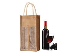 Wine Bottle Bags Reusable Linen Protector Tote Pouch with Compartment