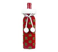 Wine Bottle Covers, Wine Bottle Covers Decorative, Red White And Green Knitted Wine Bottle Bag, Christmas Home Decorations Table Centerpiece, Wine Bottle Clothes With White Collar For Family Gathering