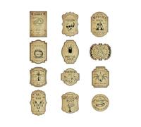 Wine Bottle Tag - Paper, 12-Piece Self-Adhesive Vintage Label Practical Marker Tape | Halloween-Themed Kitchen & Pantry Organizer, Decorative Wine Bottle Stickers For Jars, Cups, Bins