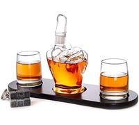 Wine Decanter Set With Wooden Stand And 2 Wine Glasses High Borosilicate Glass 1000ml