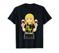 Wine Dinosaur Pinot Rawr Cute T Rex Drinking Anime Wine Girl T-Shirt