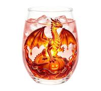 Wine Glass 400ml - Stemless Halloween Glass | Pumpkin Dragon Print