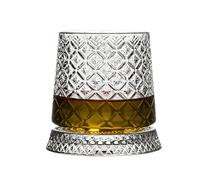 Wine Glass - Verre 3,93 x 3,93 x 4,64 in Drinking Cup Rotatable Design - Coaster Included And Elegant Cocktail, Bourbon Glasses For Home Bar, Old Fashioned, Whiskey, Gifting, Parties, Evening Drinks