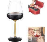 Wine Glass with Crystals - Long Stem Rotating Decanter for Red & White Wine, Removable Cup, Gift Box Included, Perfect for Christmas & Halloween Gifts (Gold)