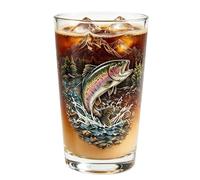 Wine Glasses - Stemless Transparent Fish Print Cocktails Cold Water Cups | Animal Print Glassware For Bar Home Decor Kitchen Dinner Party Formal Milk Beverage Banquet Iced Coffee Juice