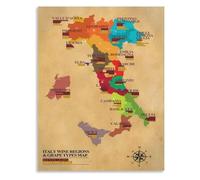 Wine Lovers Italian Regions Grape Varieties Map Poster Wall Decor Art Print for Room Decoration(Unframed,08x12inch(20x30cm))