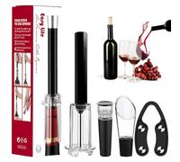 Wine Opener Air Pump,Ensemble 4-En-1 Wino on the Go Set, Ensemble Pneumatique De Tire-Bouchon 4 Pièces,Ouvre-Bouteille à Pression D'air Pour Bouteilles Pour Maison, Restaurant (Noir)