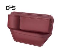 (wine red) Storage Box Car Seat Gap Filler With Cup Holder Large Capacity Easy To Install Seat Gap Storage Box With Water Cup Holder
