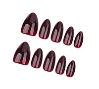 Wine Redness Press On Nails Amond Fake Stick Glossy Full Covers False Acrylic Nail Cercer Amond French Tip