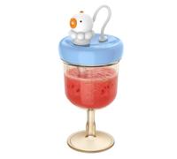 Wine Sippy Cup - Spill Proof With Scale Straw | Kids Goblet Cup For Age Over 12 Months | For Home Daily Travel Outdoor Camping Picnic Daycare Nursery | ABS Material Lightweight 180g 8x9x18.7cm Cute St