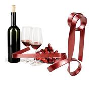 Wine Stand, Suspended Elegant Wine Holder, Modern Metal Ribbon Shape Organizer, Stylish with Space-Saving Liquor and Whiskey Bar Decor for Housewarming, Red Gold Black