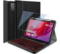 Wineecy Étui avec clavier rétroéclairé pour Lenovo Tab M11 2024 11" avec protecteur d'écran, clavier sans fil amovible et lumière 7 couleurs avec étui portefeuille en cuir synthétique pour Lenovo Tab