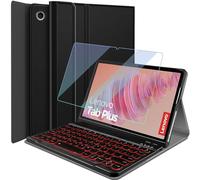 Wineecy Étui avec clavier rétroéclairé pour Lenovo Tab Plus 11,5" 2024 avec protecteur d'écran, clavier sans fil amovible 7 couleurs claires et étui portefeuille en polyuréthane pour Lenovo Tab Plus