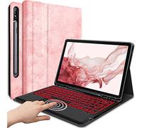 Wineecy Étui avec clavier tactile pour Samsung Galaxy Tab S8 Plus/S7 Plus 12,4" rétroéclairé, 7 couleurs, clavier sans fil amovible, pour Samsung Tab S8+ 2022/S7+ 2020 12,4"