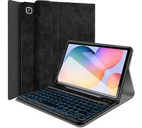 Wineecy Étui clavier pour Galaxy Tab S6 Lite 2020 10.4 [rétroéclairage, SM-P610, SM-P615], 7 couleurs de lumière détachable sans fil avec support en PU pour Samsung Galaxy Tab S6 Lite 10,4" 2020, noir