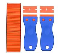 Winfred 2 Pcs Grattoirs + 100 Pcs Lames, Verre Grattoir Vitrocéramique Plaque en Plastique pour Nettoyer Colle, peinture, Autocollants