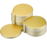 Winfred Lot de 100 Plateau à Gâteau en Papier, Ø 8 cm Rond Carton Gâteau Présentoirs à Gâteau Doré pour Tiramisu, Mousse Cake, Cheesecake
