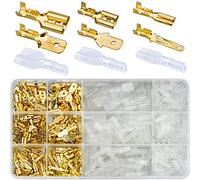 Winfred Lot de 480 cosses de câble plates mâles et femelles - Connecteurs de câble - Bornes de câble avec manchon isolant - 2,8 mm, 4,8 mm, 6,3 mm (doré)