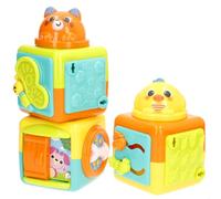 winfun 39363 Lot de 3 Cubes empilables Animaux Couleurs Vives Activités interactives Textures Blocs de Construction pour Enfants Jouet sensoriel + 3 Mois